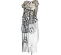 Yak & Yeti Om Mantra Scarf/Shawl Lightweight Cotton Hand Block Printed in India (White Black Print)