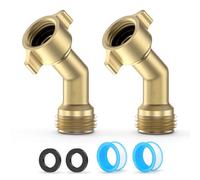 YAKADE 45 Degree Garden Hose Elbow 3/4" Solid Brass 45 Degree Hose Fitting with Easy Grip Connector for RVs Water Hoses (2 Pack)