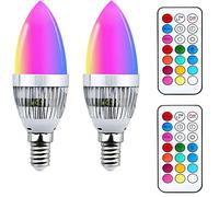 YAKAiYAL 3W RGBW E14 LED Candle Bulbs Warm White 12-Color Changing SES C35 Candle Light Bulb 2-Mode for Mood Ambiance Lighting (2-Pack)