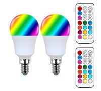YAKAiYAL E14 RGBW LED Bulb G45 3W Warm White RGB 12-Color Change SES E14 A45 Lamp 2-Mode for Mood Lighting 2-Pack