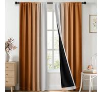 Yakamok 100% Blackout Curtains 84 inches Long, Room Darkening Burnt Orange and Greyish White Curtains Ombre for Bedroom,Gradient Rod Pocket Window Curtains for Living Room,2 Panels,52x84 inch
