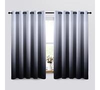Yakamok 63 Inch Long Ombre Curtains,Thermal Insulated Light Blocking Greyish White to Black Gradient Color Curtains, Room Darkening Grommet Window Drapes for Living Room/Bedroom(2 Panels,62W x 63L)