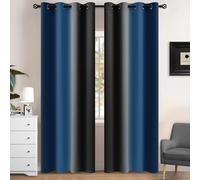 Yakamok 90 Inch Length Dark Blue and Black Light Blocking Gradient Color Ombre Curtains with Grommet, Room Darkening Window Treatment Drapes for Bedroom(2 Panels，52x90 Inch)