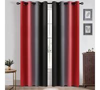 Yakamok 90 Inch Length Red and Black Light Blocking Gradient Color Ombre Curtains with Grommet, Room Darkening Window Treatment Drapes for Living Room(2 Panels, 52x90 Inch)