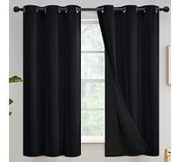 Yakamok Blackout Curtains 63 inch Length 2 Panels Set, Thermal Insulated & Energy Efficiency Window Draperies for Guest Room, Full Shading Panels for Shift Worker and Light Sleepers, W42 x L63, Black