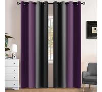Yakamok Blackout Ombre Purple and Black Curtains for Bedroom, Gradient Room Darkening Curtains, Grommet Thermal Insulated Light Blocking Window Drapes/Curtain for Living Room(2 Panels, 52 x 84 Inch)