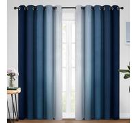 Yakamok Blue Ombre Curtains Room Darkening Grommet Curtains for Bedroom, Light Blocking Thermal Insulated Window Drapes for Living Room(2 Panels, 62x84 Inch)