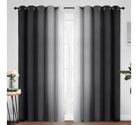 Yakamok Greyish White and Black Ombre Curtains for Bedroom, Light Blocking Gradient Color Drapes, Room Darkening Thermal Insulated Grommet Window Curtains for Living Room(Black, 2 Panels, 70x84 Inch)