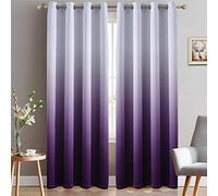 Yakamok Grommet Thermal Insulated Window Curtains with Gradient, Ombre Violet, Blackout Curtains for Bedroom, Purple, 52 x 96 cm (W x L), 2 Panels