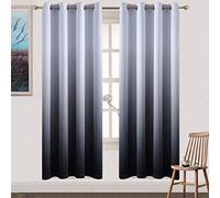 Yakamok Light Blocking Gradient Color Curtains Black Ombre Blackout Curtains Room Darkening Thermal Insulated Grommet Window Drapes for Living Room/Bedroom (Black, 2 Panels, 52x72 Inch)