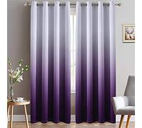 Yakamok Light Blocking Gradient Color Curtains Purple Ombre Blackout Curtains Room Darkening Thermal Insulated Grommet Window Drapes for Living Room/Bedroom (Purple, 2 Panels, 52x84 Inch)