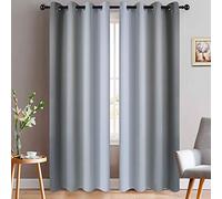 Yakamok Light Blocking Ombre Curtains, Greyish White and Grey Gradient Color Curtains, Room Darkening Grommet Window Drapes for Bedroom(2 Panels, 52x90 Inch, Grey)