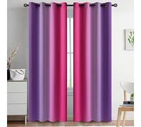 Yakamok Ombre Pink and Purple Curtains for Bedroom, Gradient Room Darkening Curtains, Grommet Thermal Insulated Light Blocking Window Drapes/Curtain for Living Room,52 x 84 Inch,2 Panels