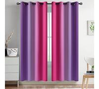 Yakamok Ombre Pink and Purple Curtains for Bedroom, Gradient Room Darkening Curtains, Grommet Thermal Insulated Light Blocking Window Drapes/Curtain for Living Room,52 x 72 Inch,2 Panels