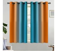 Yakamok Orange and Blue Blackout Curtains, Ombre Full Room Darkening Window Curtains for Living Room,Grommet Thermal Insulated Drapes,Light Blocking Curtains for Girls Bedroom,52x54 Inch, 2 Panels