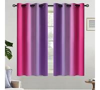 Yakamok Pink and Purple Blackout Curtains, Ombre Full Room Darkening Window Curtains for Living Room,Grommet Thermal Insulated Drapes,Light Blocking Curtains for Girls Bedroom,52x54 Inch, 2 Panels