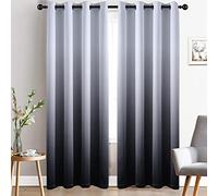 Yakamok Room Darkening Black Gradient Color Ombre Blackout Curtains with Grommet Thickening Polyester Thermal Insulated Window Drapes for Living Room/Bedroom (Black, 2 Panels, 52x84 Inch)