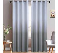 Yakamok Room Darkening Gray Gradient Color Ombre Curtains for Bedroom Thickening Polyester Thermal Insulated Grommet Window Drapes for Living Room (Grey, 2 Panels, 52x84 Inch)