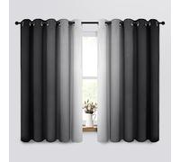 Yakamok Room Darkening Ombre Curtains 63 Inch Length, Black and Greyish White Thermal Insulated Gradient Color Curtains,Light Blocking Grommet Window Drapes for Bedroom,62 Inch Width,2 Panels