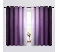 Yakamok Thermal Insulated Ombre Curtains 63 Inch Length 2 Panels, Greyish White and Purple Light Blocking Gradient Color Curtains, Room Darkening Grommet Window Drapes for Bedroom