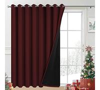 Yakamok Total Blackout Extra Wide Patio Sliding Door Curtains, Grommet Thermal Insulated Blind Curtains, Sliding Glass Door Panel for Living Room/Space Room Divider, Burgundy Red, W100 x L84, 1 Panel