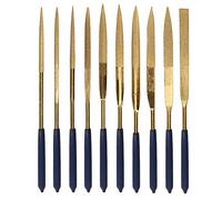 YAKAMOZ 10Pcs Titanium Small Diamond Needle File Set 4x160mm Mini Round Square Flat Shape Riffler Files Precision Hand Tools for Metal Glass Wood Stone Jewelry
