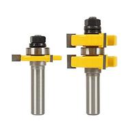 Yakamoz Adjustable Tongue and Groove Router Bit Set with 1/2 Inch Shank, 1-1/4" Stock Woodworking Cutting Milling Tools