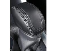 YAKANEY for Toyota RAV4 2019-2023 Gear Shift Knob Cover, Genuine Leather Interior Protective Gear Shift Trim for Toyota Highlander 2020-2023- Black Trim