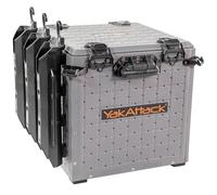 YakAttack BlackPak Pro 13" x 13" Fishing Crate with 3 Rod Holders - Battleship Grey | Compact Tackle Storage Box & Gear Organizer for Kayaks | Lightweight, Durable & Customizable Marine Accessory