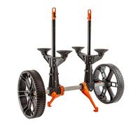 YakAttack TowNStow Scupper Kayak Cart | Collapsible with Extra Fore & AFT Hull Support | Adjustable 5.5" - 14.5" Wide | Dual Kick-Away Stands | 3-Piece BeadLoc Wheel Design & Rubber Tread | USA Made