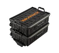 YakAttack TracPak Black Combo Kit - 2 Stackable Kayak Storage Boxes with Quick Release Track Mount Base | Kayak Crate System for Fishing Gear & Tackle Accessories | Compact Kayaking Storage Box