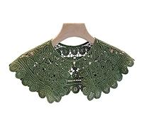 YAKEFJ Hollow Crochet Flowers Detachable Collar Shawl Fake Collar False Collar Green