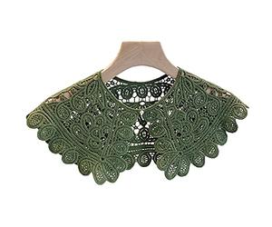 YAKEFJ Hollow Crochet Flowers Detachable Collar Shawl Fake Collar False Collar Green