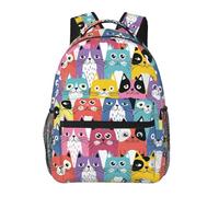 Yakelo Colorful Cat Faces Laptop Backpack For Men Women, Multifunctional Lightweight Daypack Bookbag For Daily Commutes Business Travel Hiking