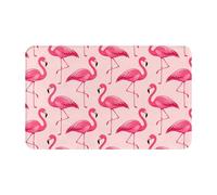 Yakelo Pink Flamingo Bath Mat Non-Slip Soft Flannel Bathroom Rugs Washable Bathmat, Carpet Rug Entryway Decor for Tub Shower Room Floor Home Kitchen,31.5x20 in