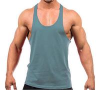 YAKER Men's Blank Stringer Y Back Bodybuilding Gym Tank Tops - - Large