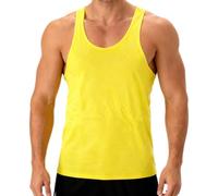 YAKER Men's Blank Stringer Y Back Bodybuilding Gym Tank Tops - Yellow -