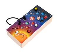 yakermur Activity Board, Sensory Toy, Solar System Sensory Wooden Board with LED Light Control, LED Light Control, Learning Toy with Motor Training and Realistic Space Motifs for School