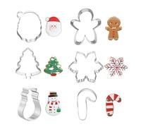 yakermur Christmas Cookie Cutter - 6 Pieces Stainless Steel Snowman and Sugar Cane - Christmas Baking Mold Set | For Food Dessert Pastry Adult