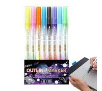 yakermur Double Outline Markers | Glitter Drawing Pens - Double Side Markers Art Supplies for Document Highlighting Craft Project Calendar Planning Greeting Birthday Cards