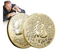 yakermur Dragon Coin,Double Sided Year of Dragon Gold Silver Coin | Chinese Traditional, Chinese Year of 2024, Iron Ornaments