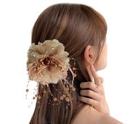 yakermur Flower Hair Clip, Flower Hair Clip for Women, Pearl Tassels Bud Hair Pin, Non-Slip Barrette, Fake Boho Pins Headpiece, Hairstyles for Women Girls