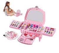 yakermur Girls Makeup Kit | Little Girl Real Makeup Set - Natural Travel-Friendly Washable Cosmetics for 3-12 Years Old Teens Children Practice Festival Activities Birthday Pretend Game
