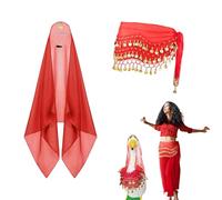 yakermur Porch Outfits, Porch Statue Outfits - Belly Dance Veil Cement Duck Outfit with Glitter Scarf,Accessories DUSINGES Spring Animals Animals for GARDIN