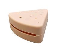 yakermur Triangle Powder Puff Container, Triangle Powder Puff Holder - Cheese Design Silicone Make Up Puff Box, Portable Dustproof Storage Case, Bag Transport Box for Travel, khaki, see description
