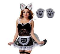 yakermur Wolf Tail Set | Realistic Wolf Tail Kit, Clip Ears and Gloves for Girls, Halloween Cosplay Outfit for Stage Show and Animation