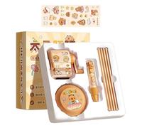 yakermur Writing Set for Students, Lovingly Designed School Set with Cartoon Motif for Children - With Sharpener, Electric Vacuum Cleaner, Eraser and Pencils for Children and Students