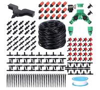 YAKHAN 190 PCS Drip Irrigation System Kit, 30M / 100FT Automatic Garden Watering DIY System with Adjustable Nozzle Sprinkler Sprayer and Dripper for Garden, Greenhouse, Flower Beds, Pot Plants