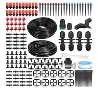 YAKHAN 60M 1/4 Inch + 9M 1/2 Inch 230FT Drip Irrigation System Kit, 221 PCS Automatic Garden Watering DIY System, Garden Automatic Irrigation Equipment for Lawn, Greenhouse, Flower Beds, Pot Plants