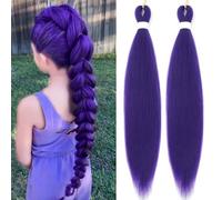 Yaki long Purple Braiding Hair 36 Inch 110g/pack Pre-stretched Synthetic Hair Extensions Crochet Braids Hair with Crochet Hook for Stage Party Halloween Costume Cosplay (Purple, 36 Inch(Pack of 2))